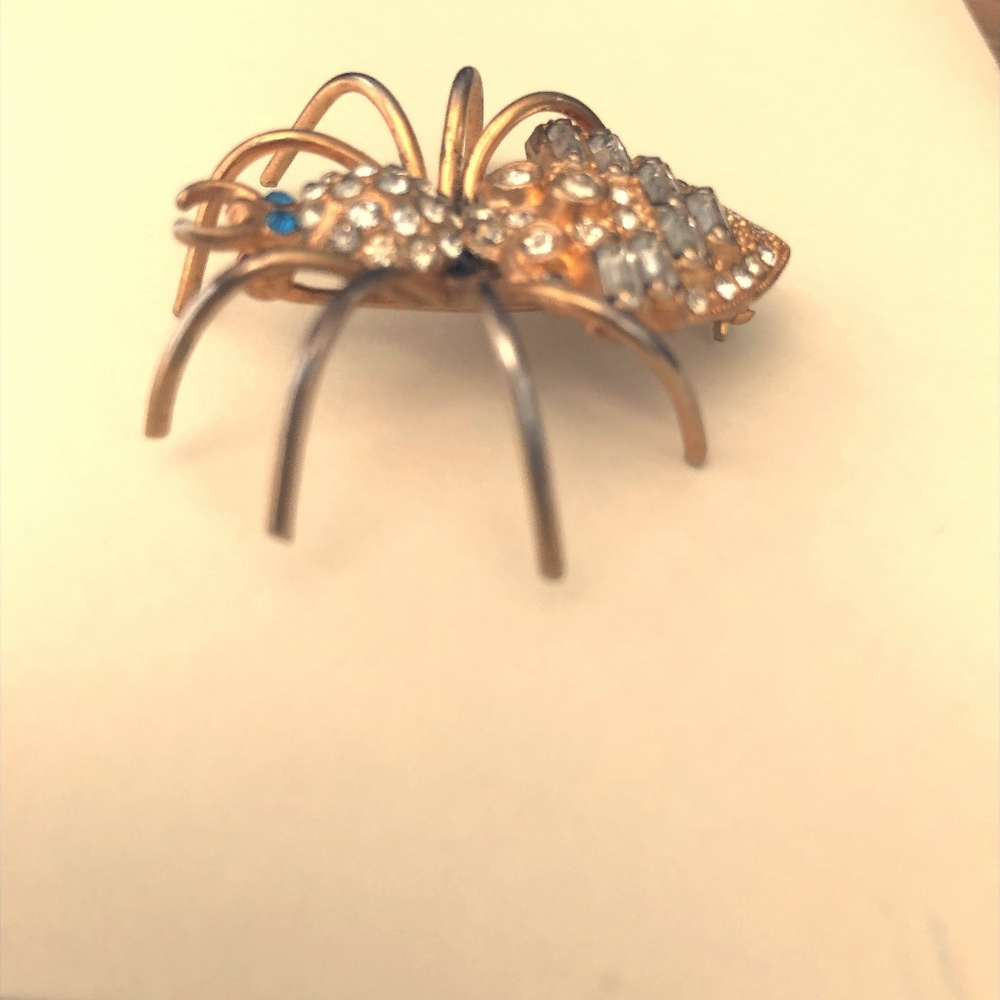 vintage spider brooch with crystal accents